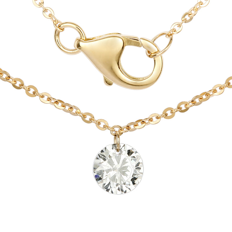 Single Drilled Diamond Float Necklace.