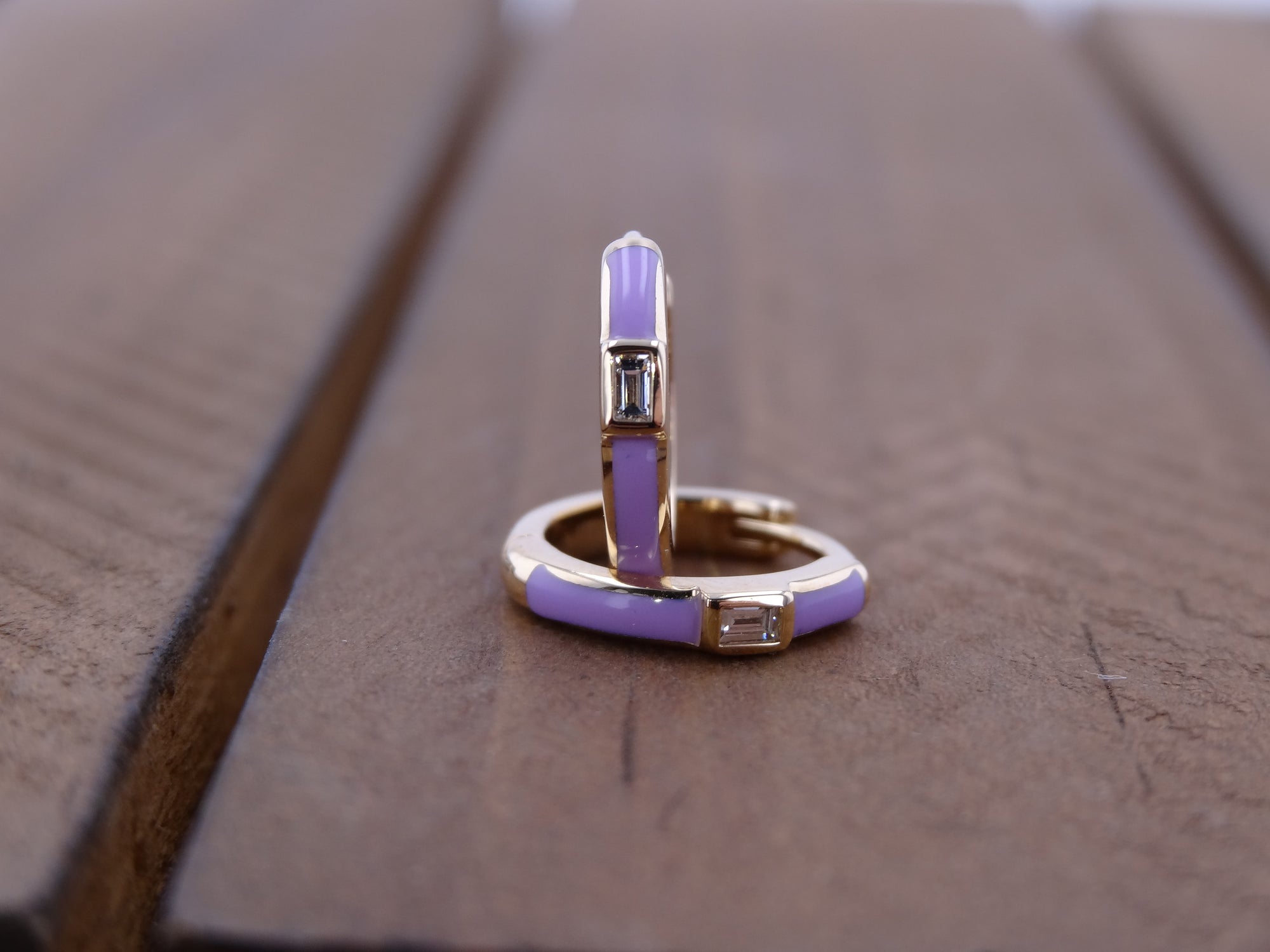 Lavender Baguette Hoops.