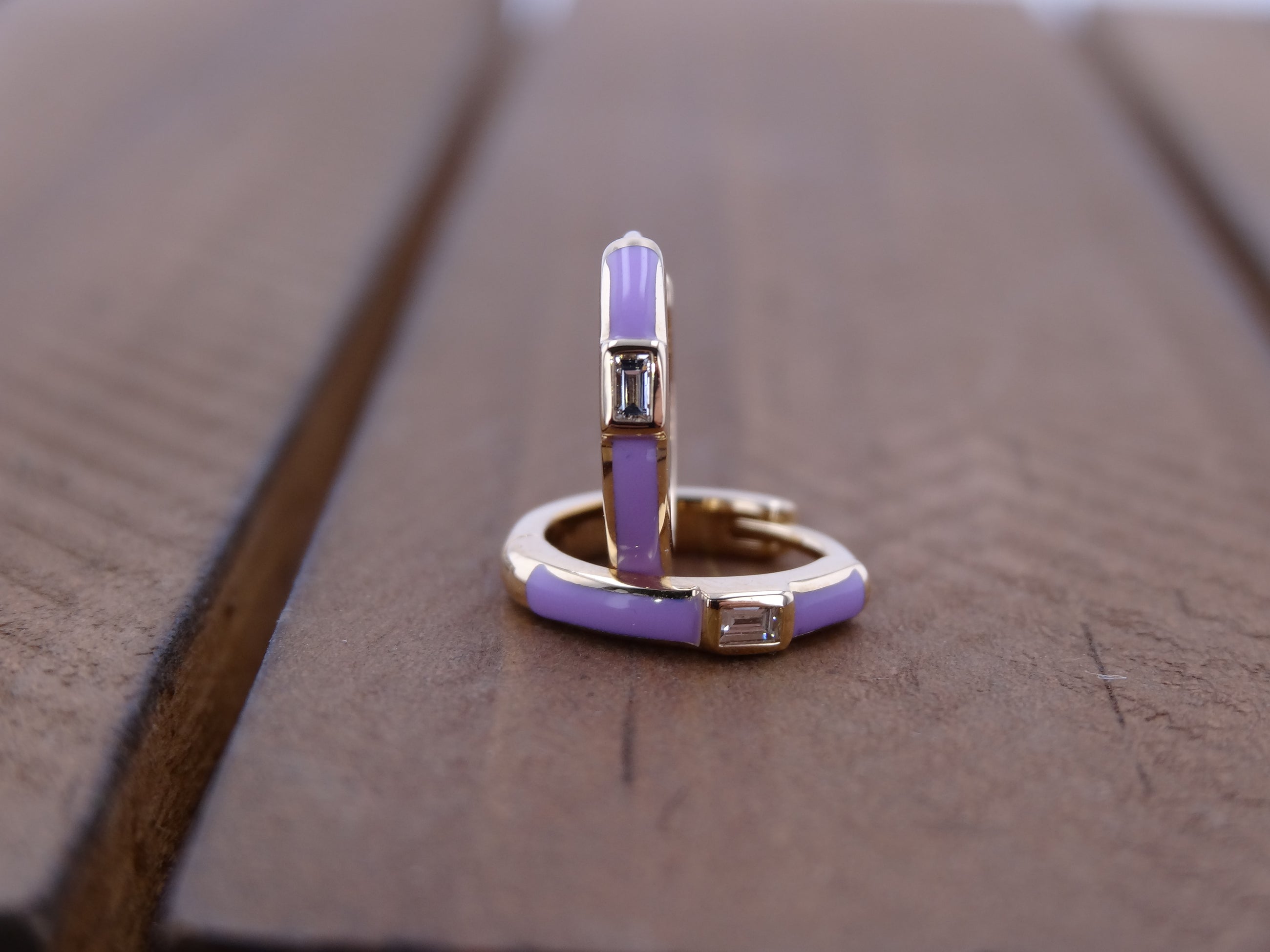 Lavender Baguette Hoops.