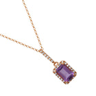 Amethyst Emerald Cut Pendant.
