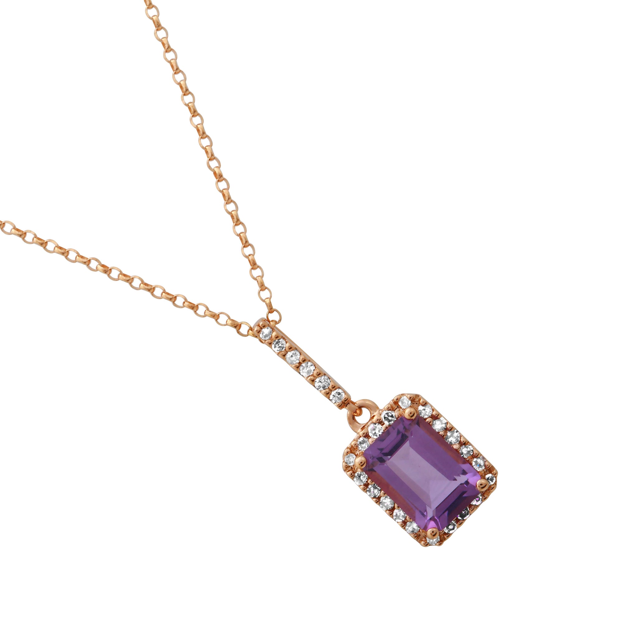 Amethyst Emerald Cut Pendant.