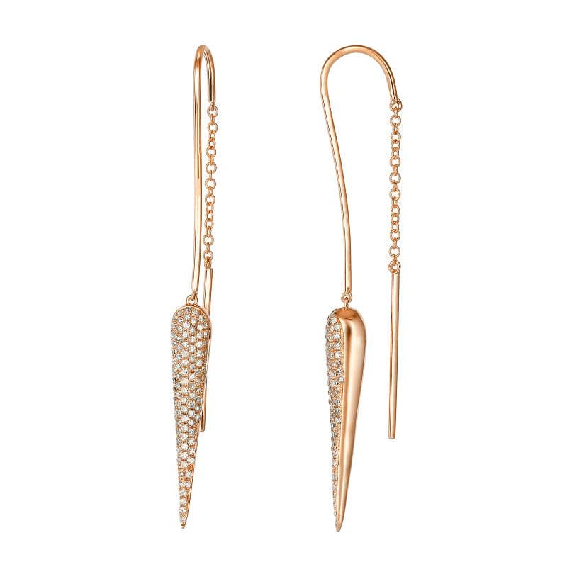 Long Horn Diamond Threader Chain Earrings.