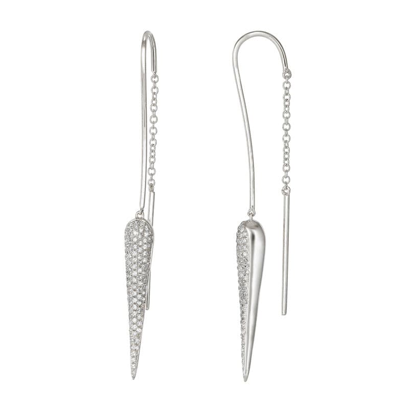 Long Horn Diamond Threader Chain Earrings.