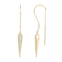 Long Horn Diamond Threader Chain Earrings.