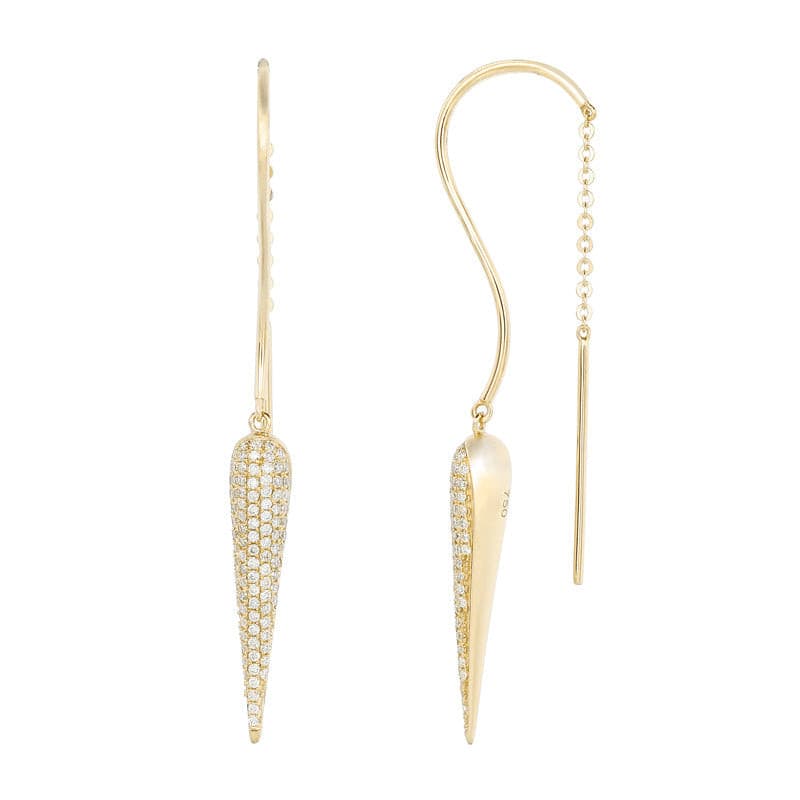 Long Horn Diamond Threader Chain Earrings.
