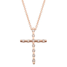 Diamond Bamboo Cross Pendant Necklace.