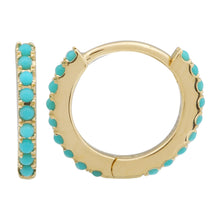 Beaded Turquoise Huggies.