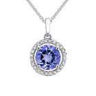 Blue Tanzanite Halo Pendant.