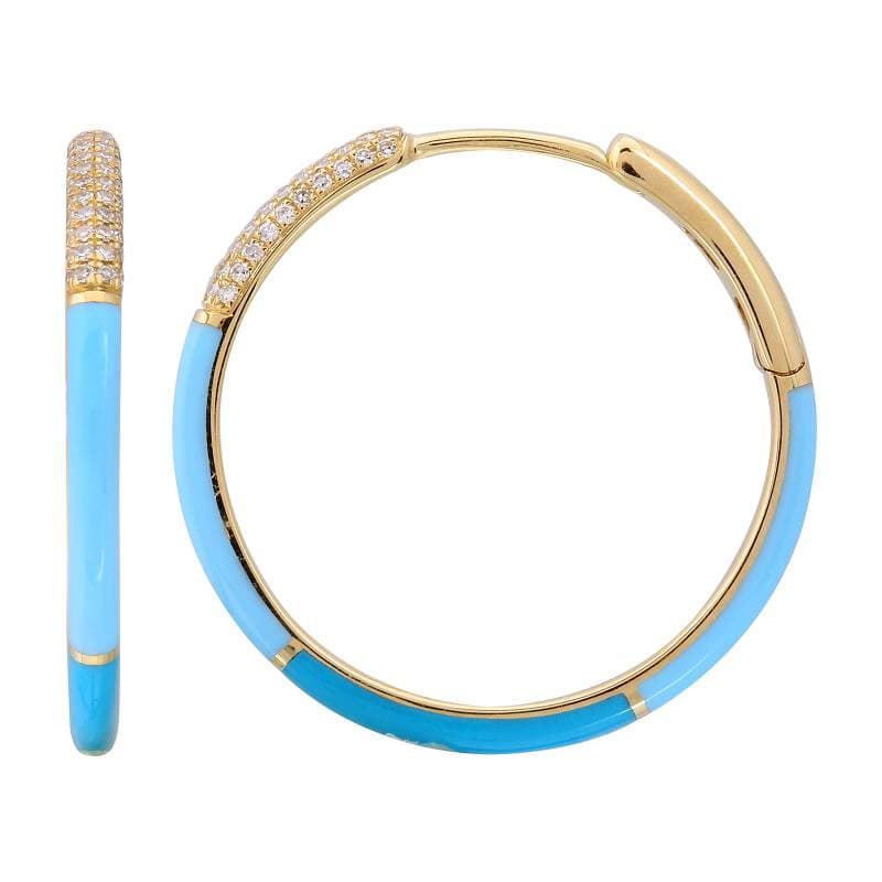Color Block Enamel Hoop Earrings 24mm.