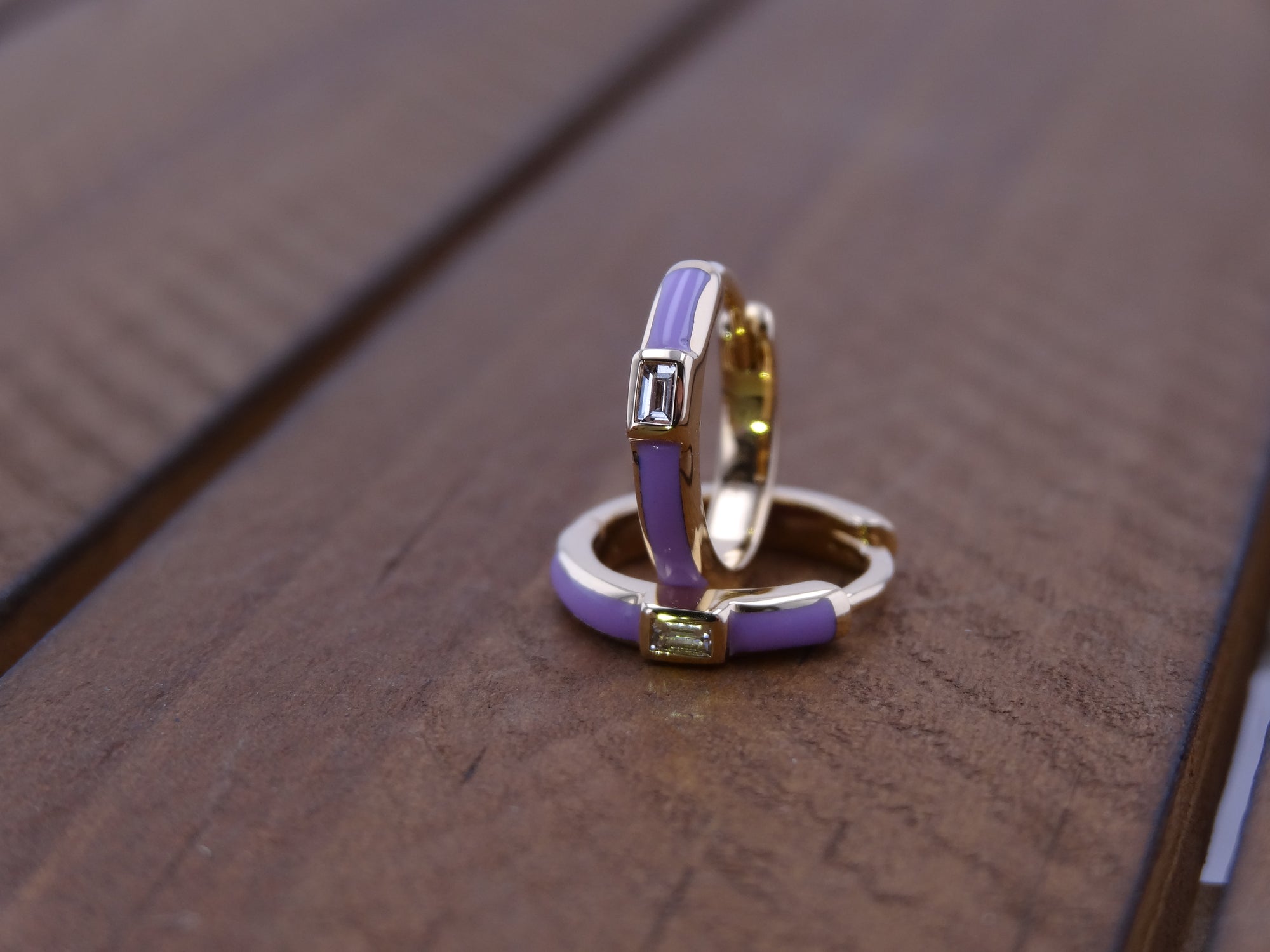 Lavender Baguette Hoops.