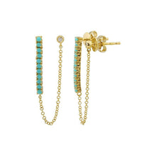 Double Stud Chain Tennis Gemstone Earrings.
