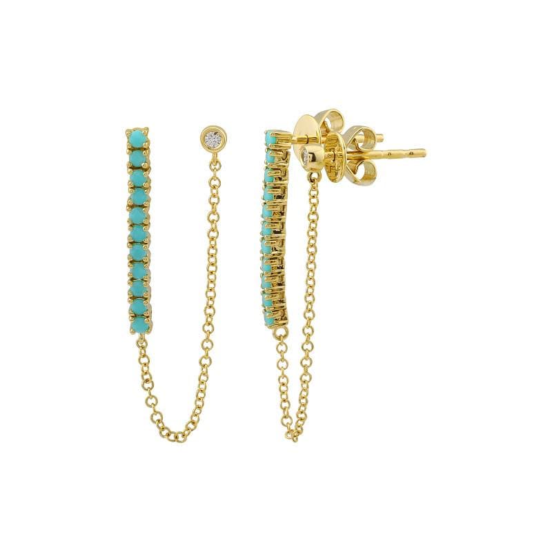 Double Stud Chain Tennis Gemstone Earrings.