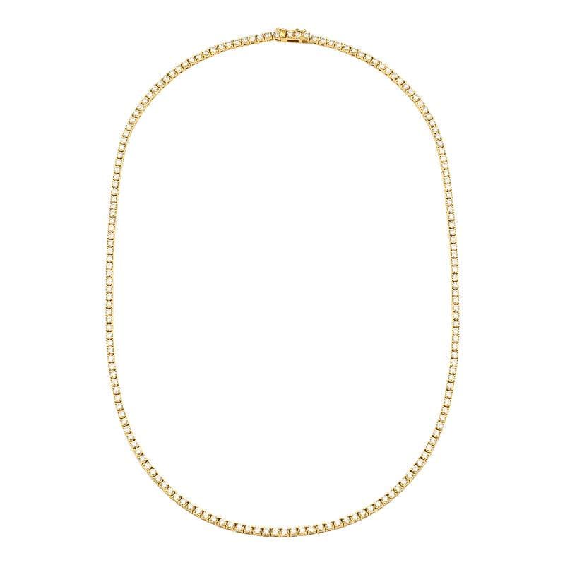 Classic Yellow Gold Diamond Tennis Necklace.