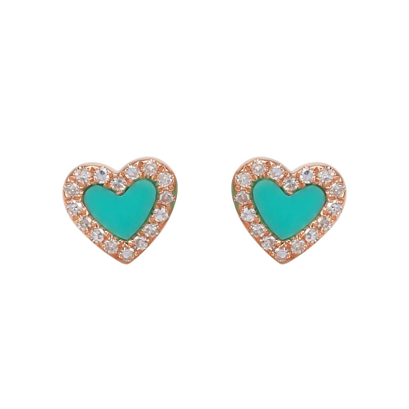 Turquoise Heart Studs.