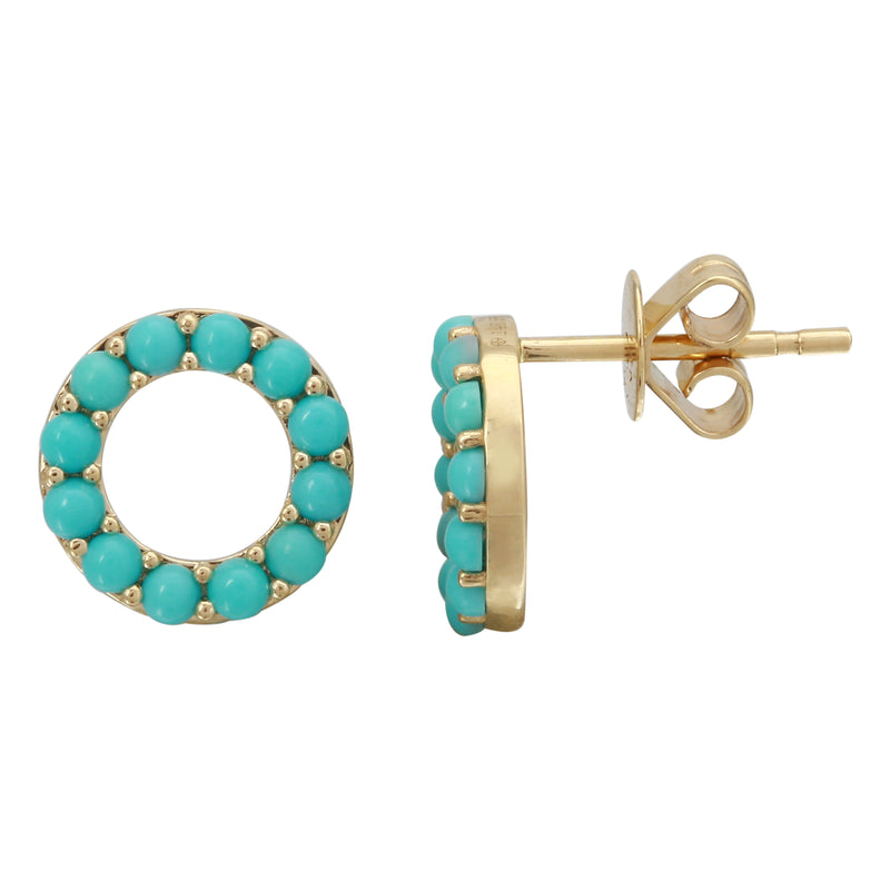 Turquoise Mini Circle Studs.