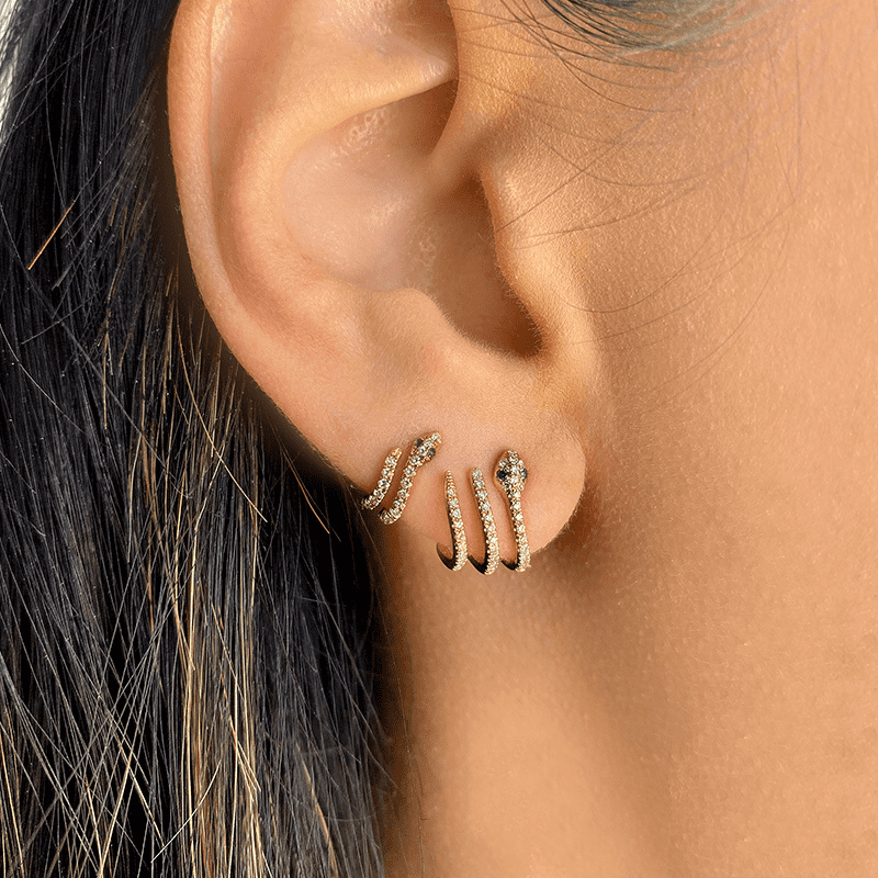 Snake Lobe Stud Earrings.