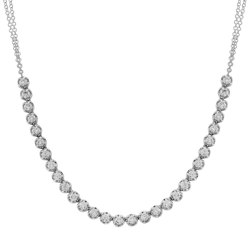 2 1/4 Carat Crown Prong Diamond Tennis Chain Necklace.
