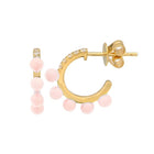 Gemstone Beaded Post Hoop Earrings.
