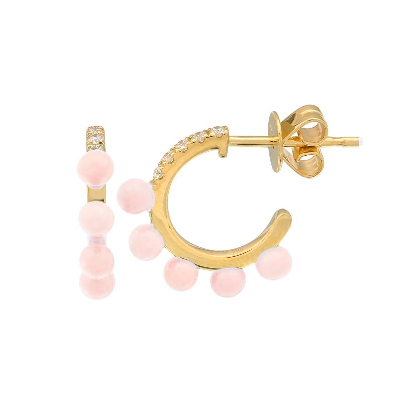 Gemstone Beaded Post Hoop Earrings.