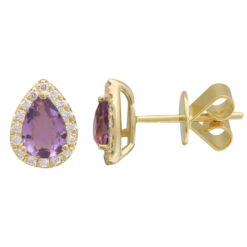 Pear Amethyst Studs.