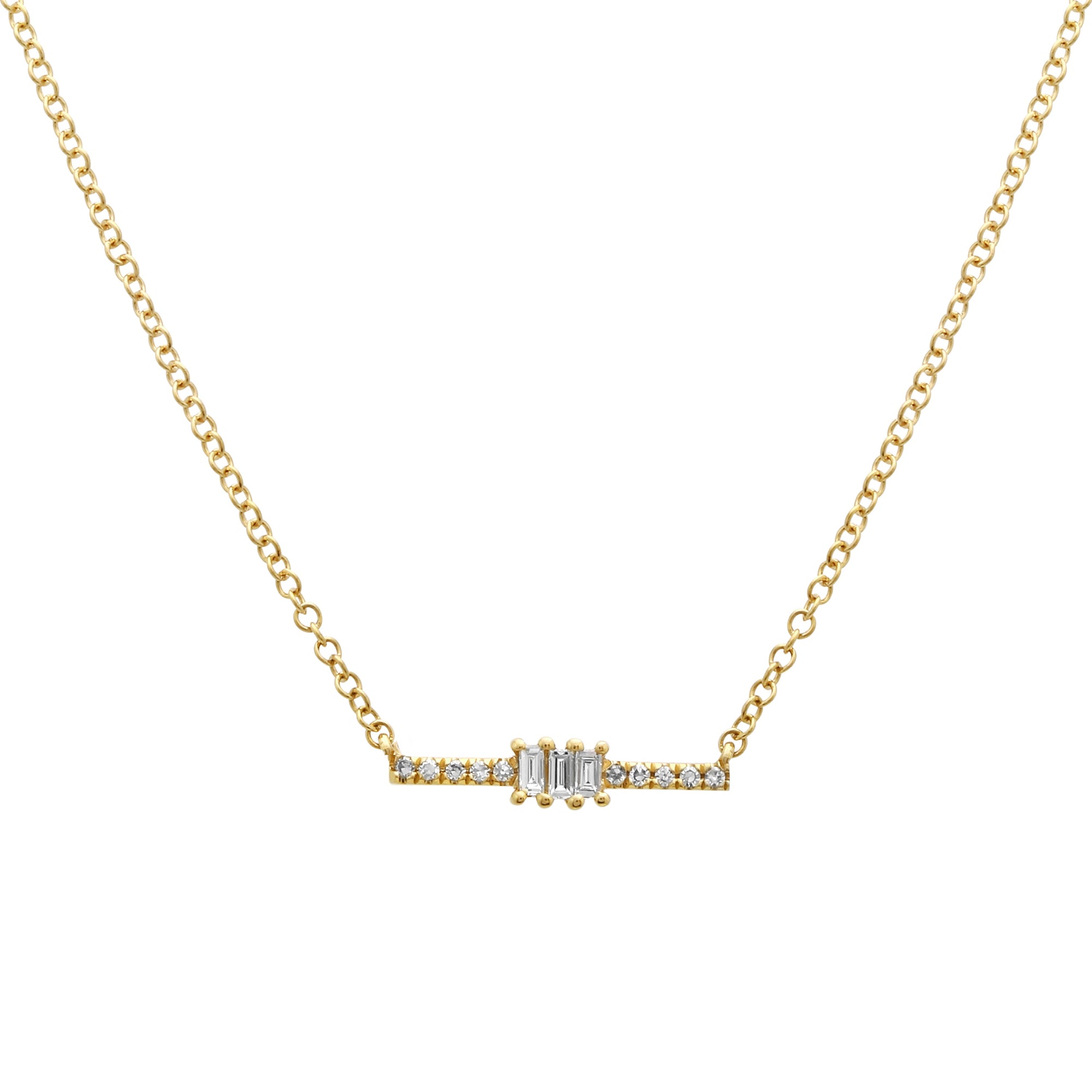 Baguette Bar Pendant Necklace.