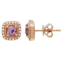 Amethyst Cushion Stud Earrings.