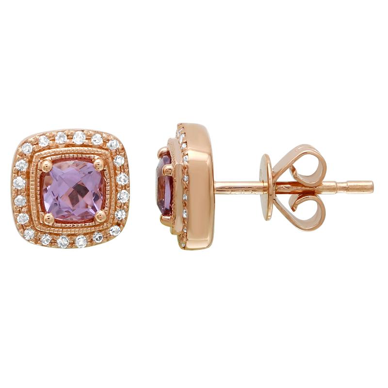 Amethyst Cushion Stud Earrings.