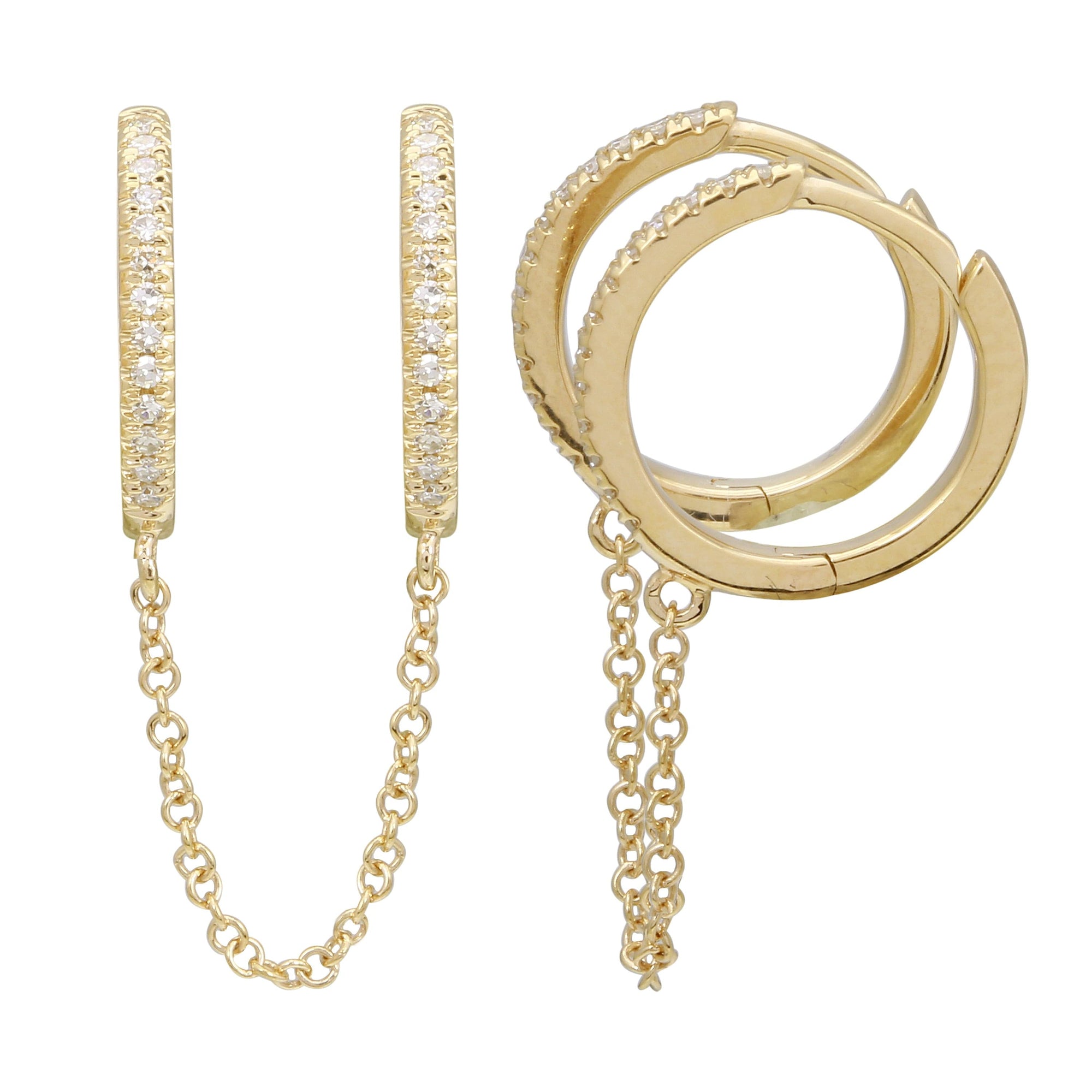Dangle Chain Double Hoop Earring.