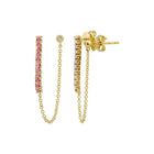 Double Stud Chain Tennis Gemstone Earrings.