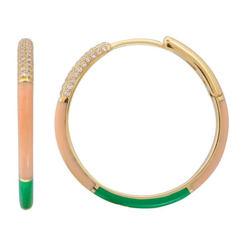 Color Block Enamel Hoop Earrings 24mm.
