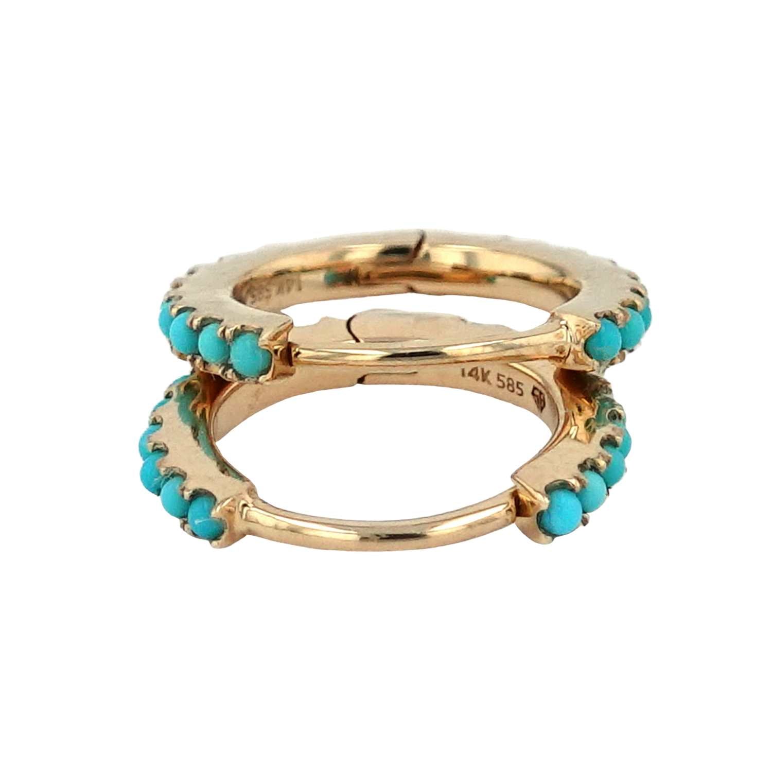 Beaded Turquoise Huggies.