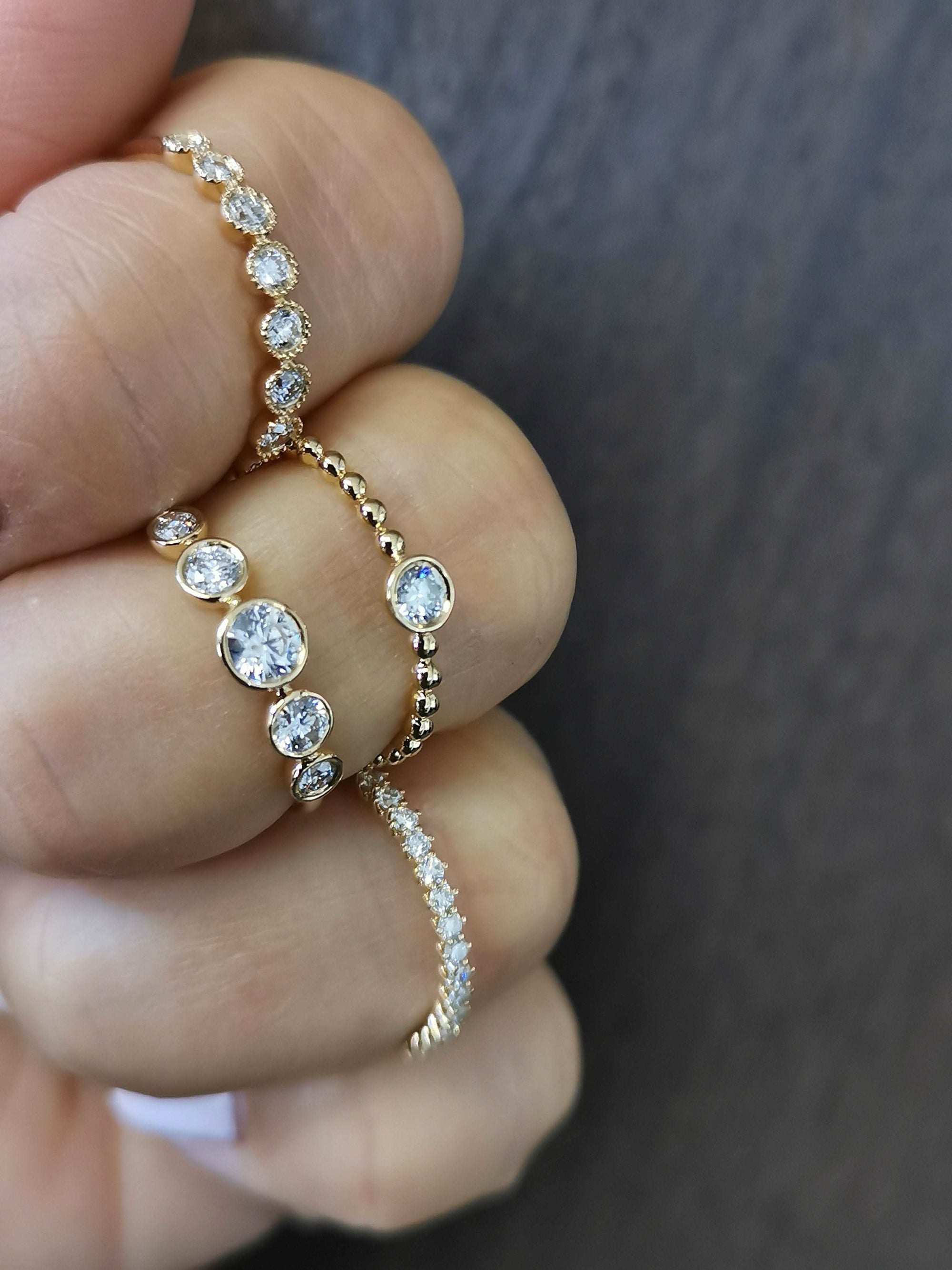 Beaded Bezel Stack Ring.