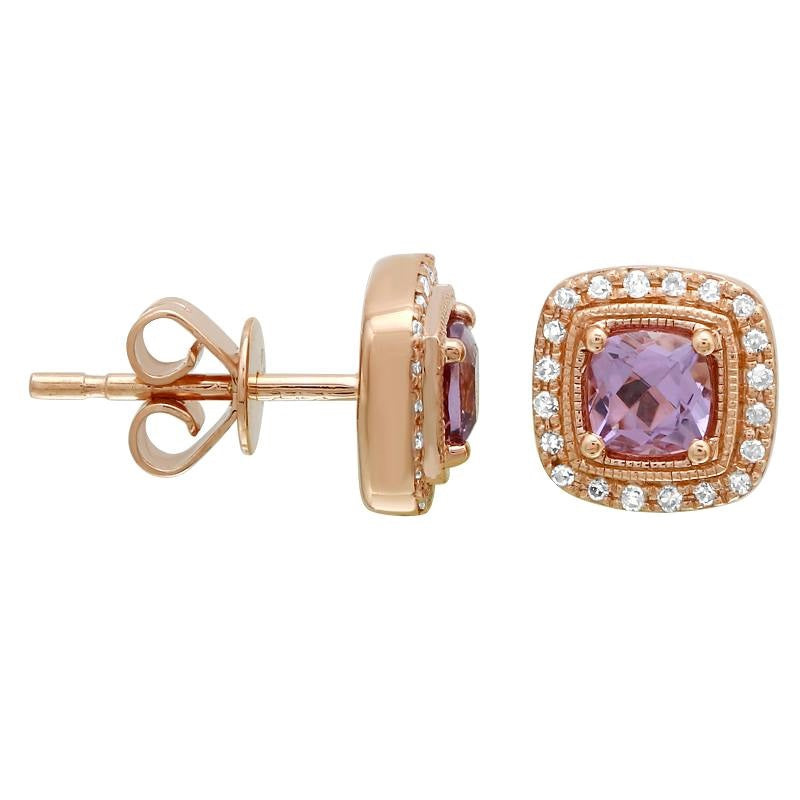 Amethyst Cushion Stud Earrings.