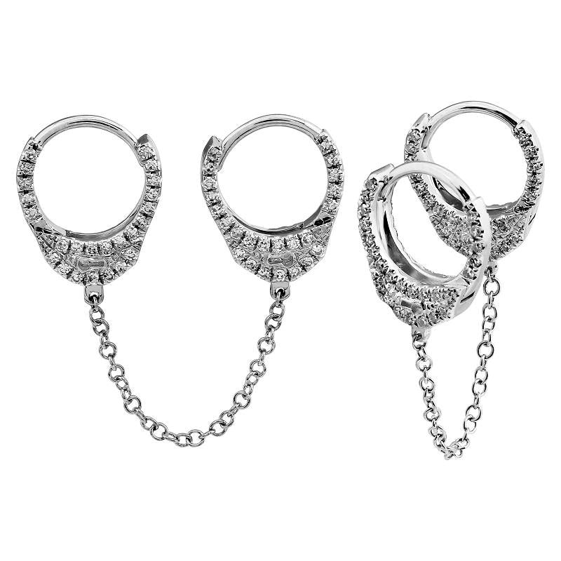 White Gold Double Handcuff Earring.