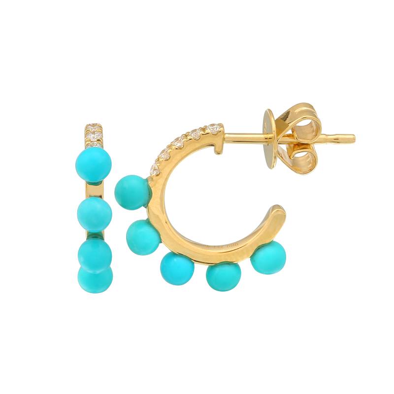 Gemstone Beaded Post Hoop Earrings.