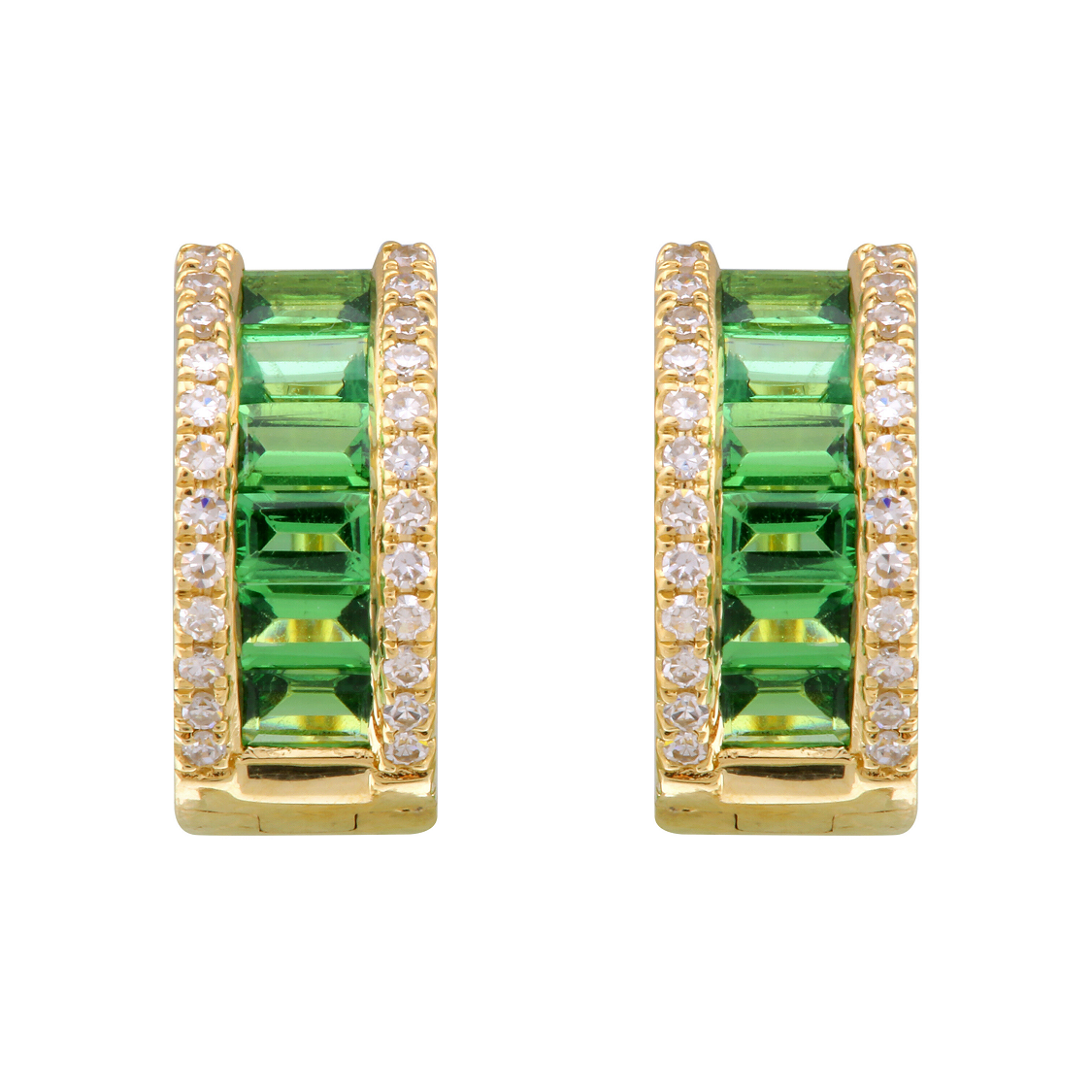 Wide Tsavorite Huggies.