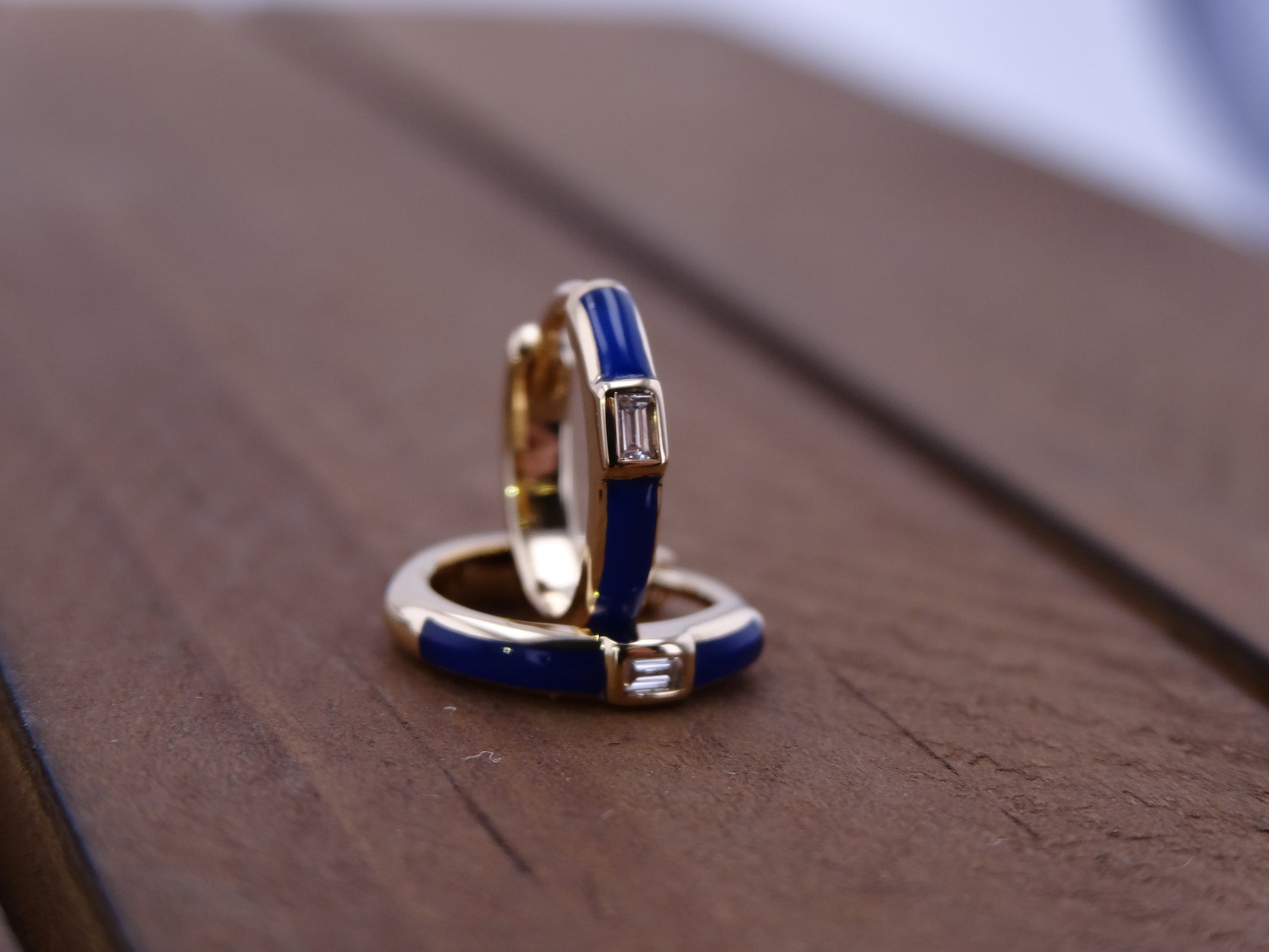 Blue Enamel Huggies.