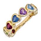 Color Gemstone Hearts Ring.