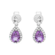 Pear Amethyst Drop Studs.