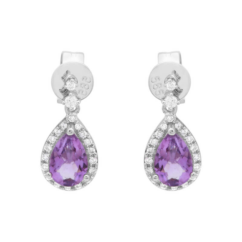 Pear Amethyst Drop Studs.