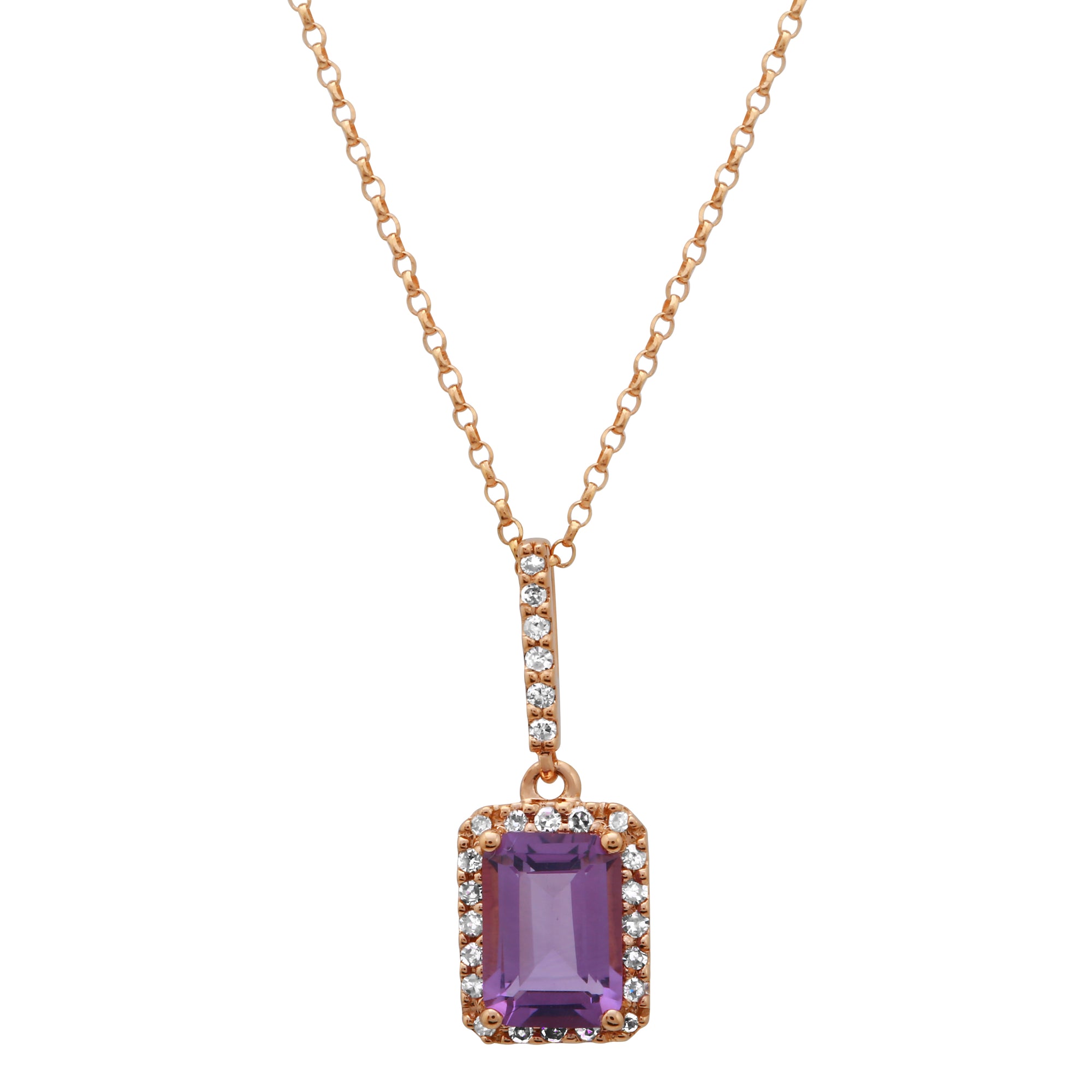 Amethyst Emerald Cut Pendant.