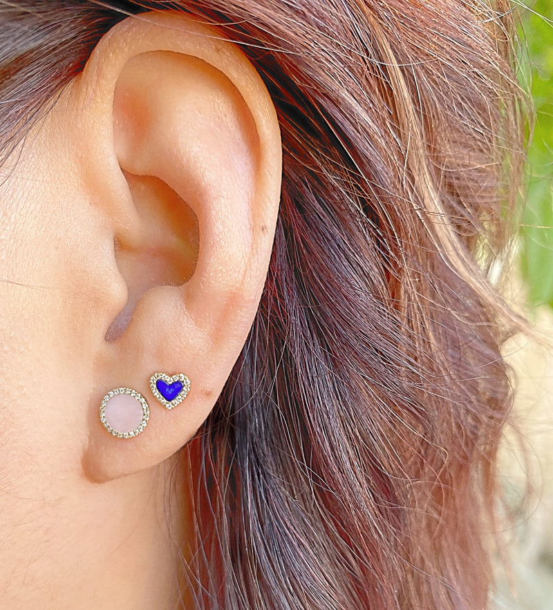 Mini Gemstone Halo Heart Studs.