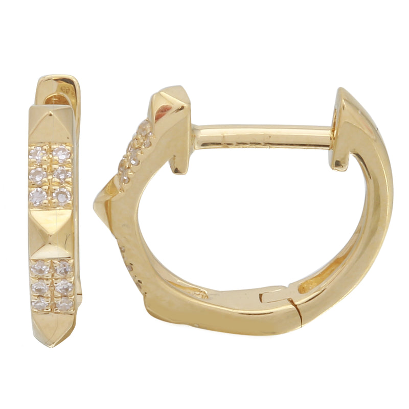 Diamond Pyramid Stud Huggie Hoops.
