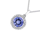 Blue Tanzanite Halo Pendant.