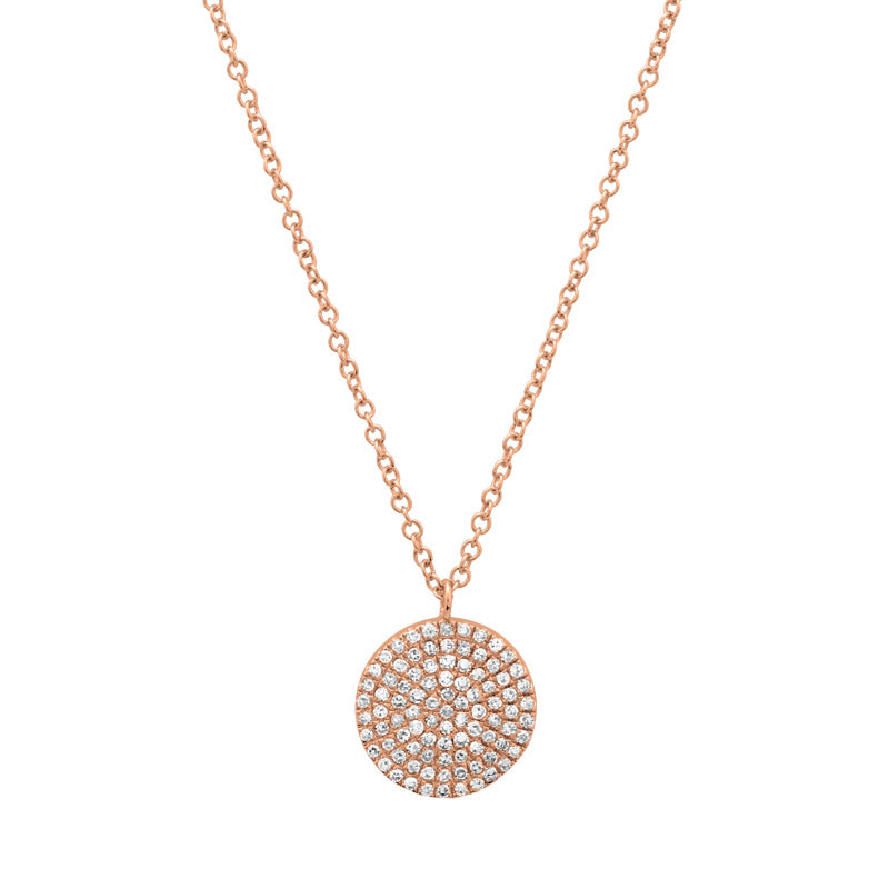 Rose Gold Disc Pendant.