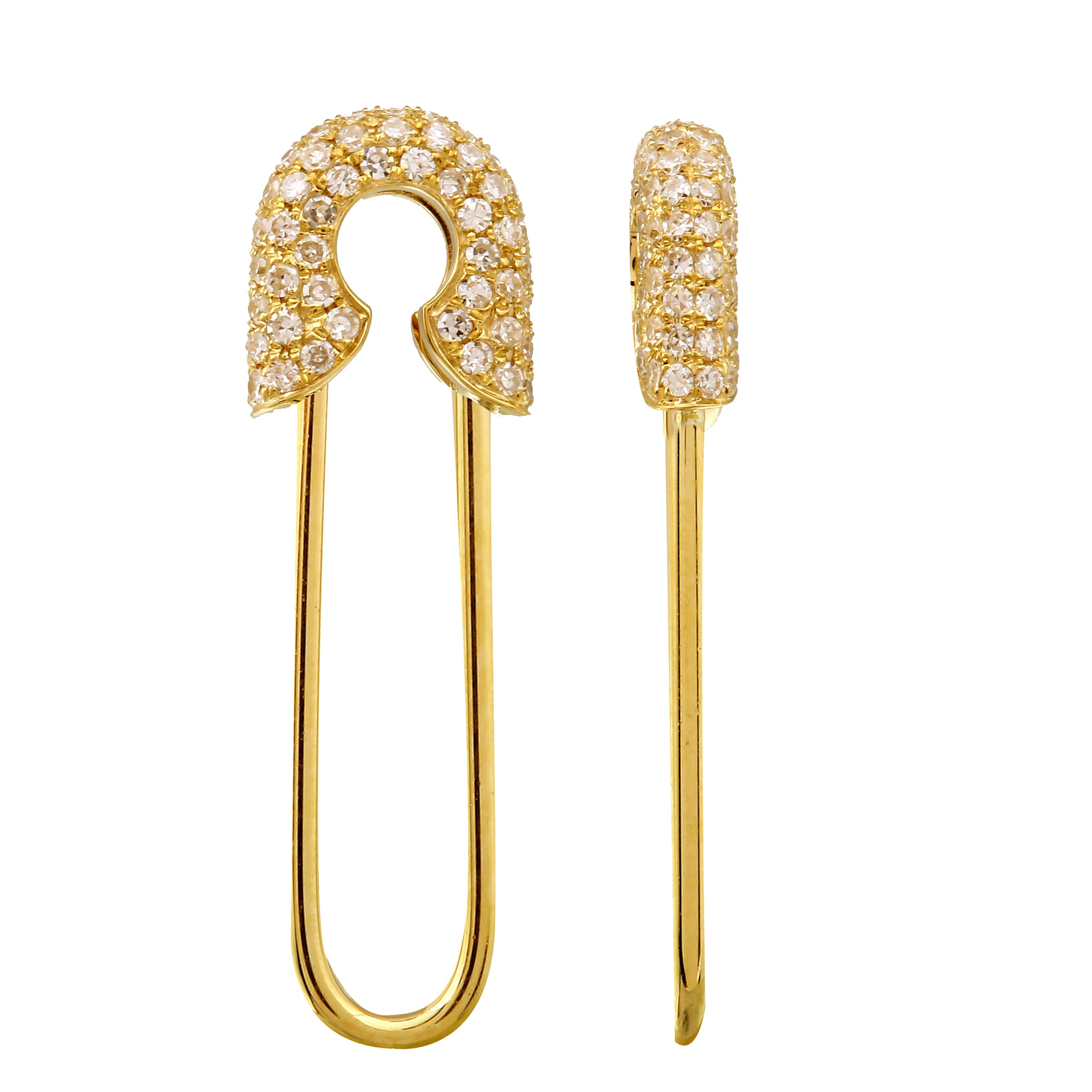 Endless Safety Pin Crawler Earrings.