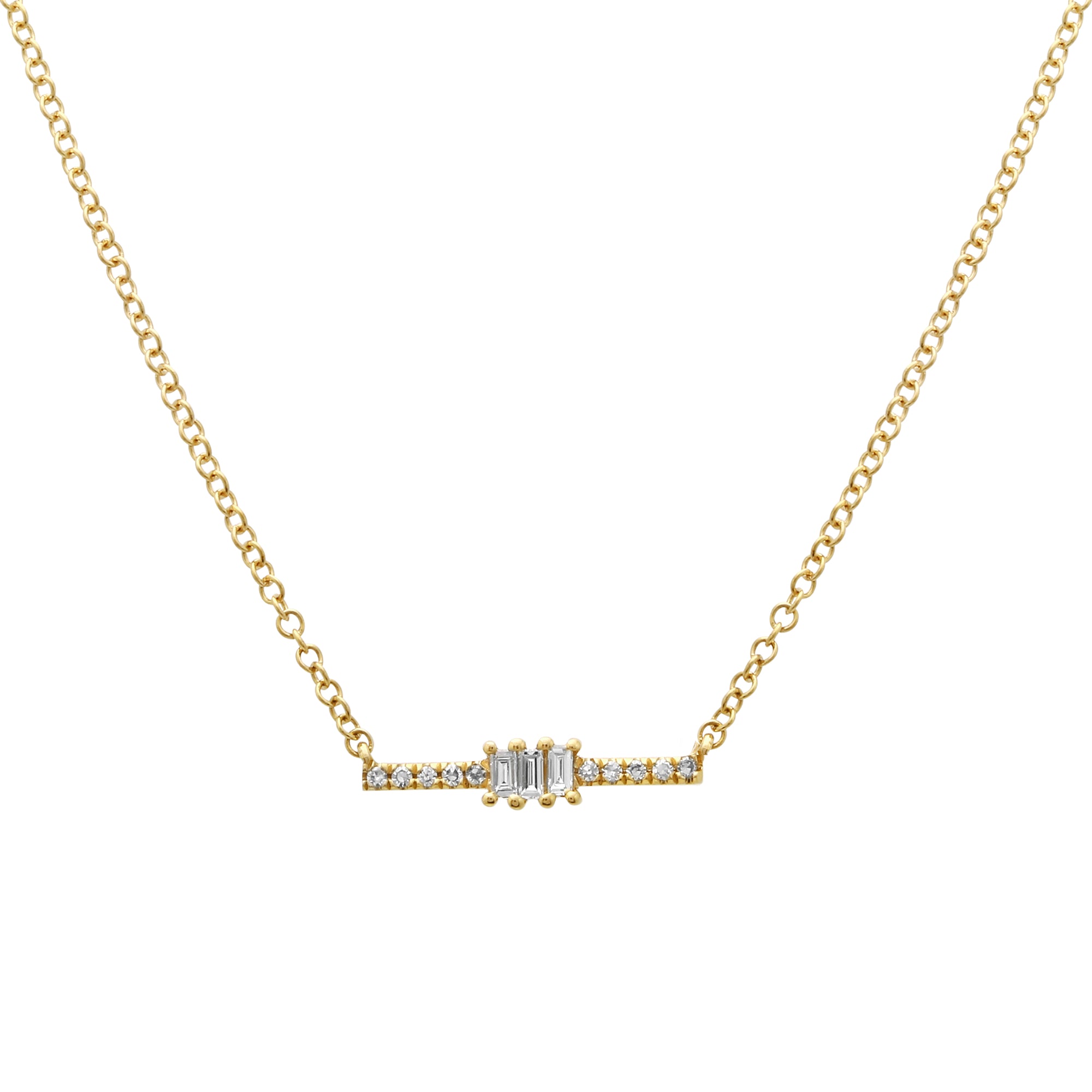 Baguette Bar Pendant Necklace.
