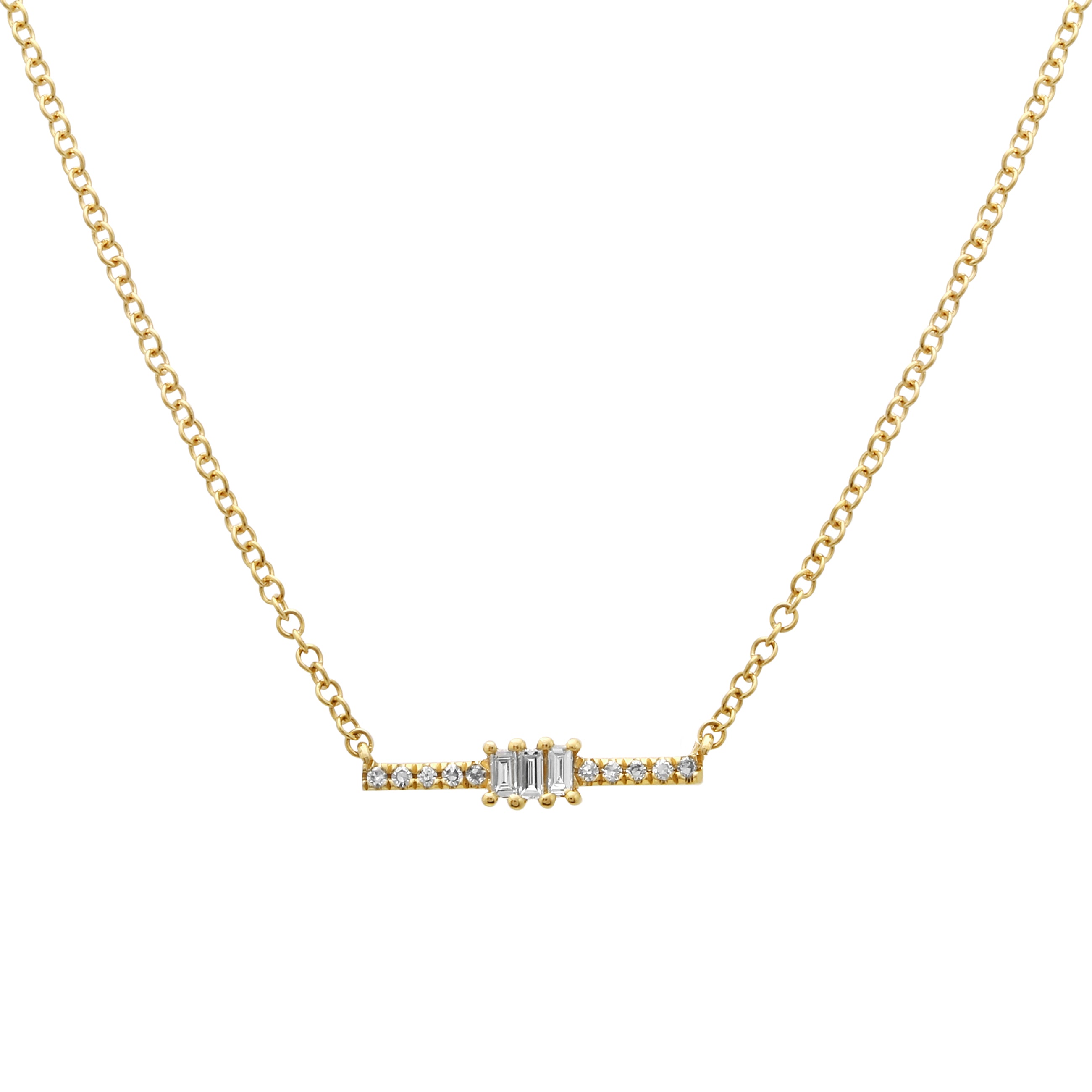 Baguette Bar Pendant Necklace.