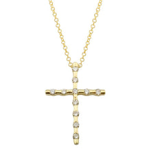 Diamond Bamboo Cross Pendant Necklace.
