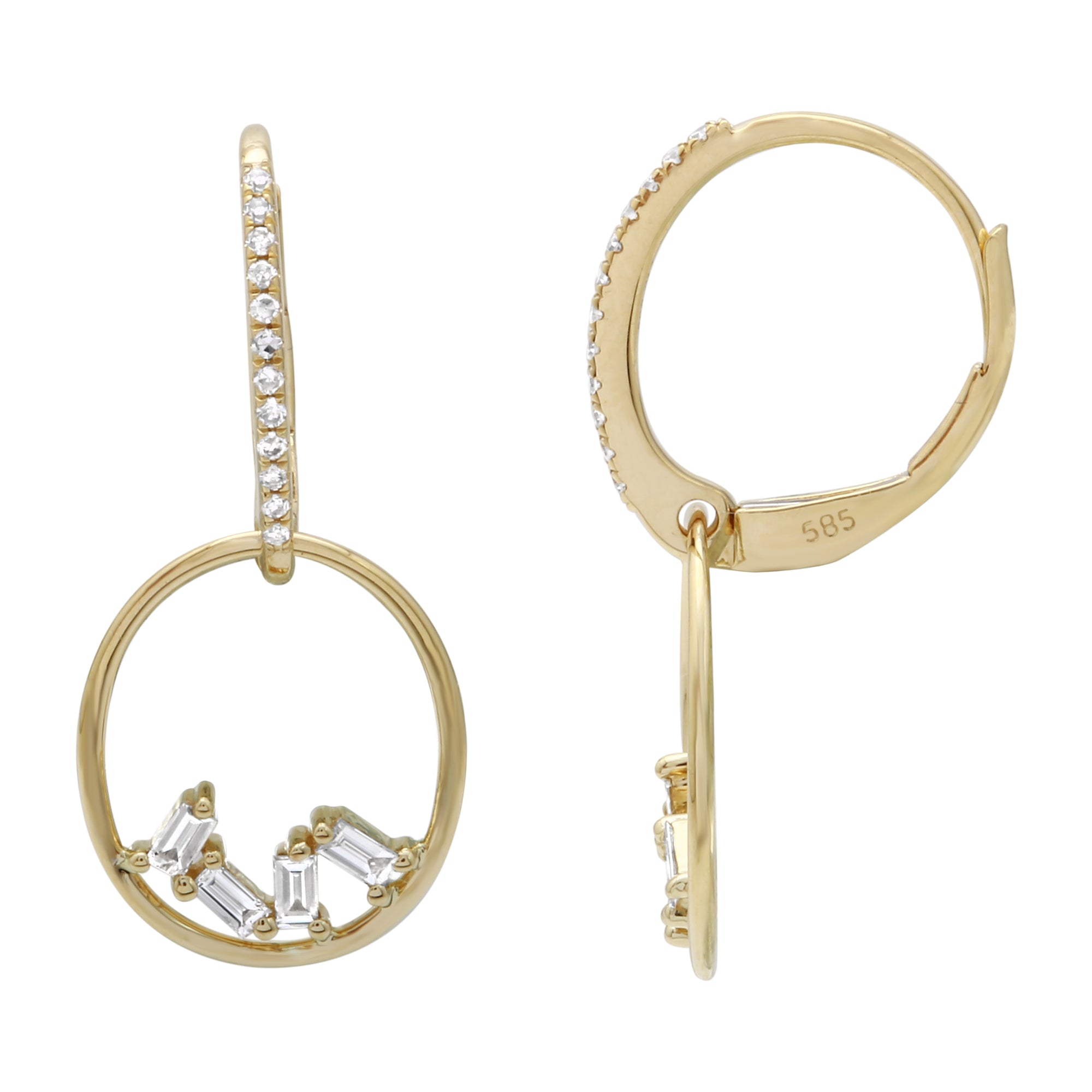 Diamond Open Hoop Drop Huggies.